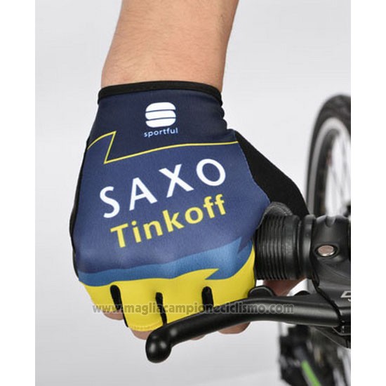 2014 Saxo Bank Guanti Corti Ciclismo Giallo